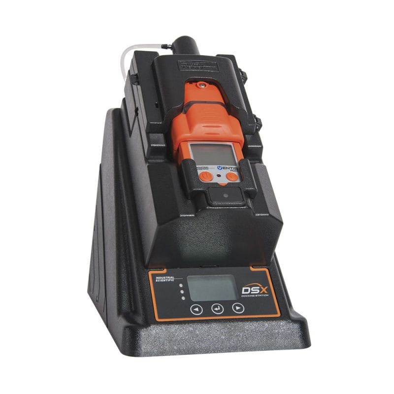 Detector multigás Ventis MX4 acoplado à docking station DSX para bump test e calibração diária